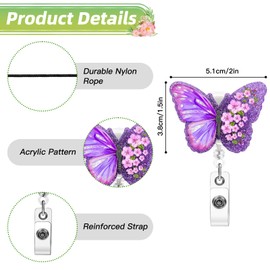 Soleebee Purple Butterfly Nurse Badge Reel, Cute Bling Retractable Badge Holder, ID Badge Clip with Swivel Alligator Clip for Student RN LPN CNA MA Medical Worker Teacher Doctor, Nurse Gifts