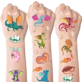 Dragon Temporary Tattoos Party Sticker - 220+ Dragon Theme Party Favors Decoration Cool Cartoon Tattoos Stickers Supplies For Boys Girls Kids Birthday Class School Prizes Carnival Favors Gifts