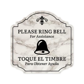 Heritage Plus Please Ring Bell For Assistance Toque el Timbre Para Obtener Ayuda Wall or Door Sign | Bilingual Signage - Small
