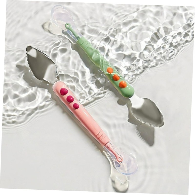 Zerodeko 2 Piezas Raspador Cuchara de Silicona para Bebes Cuchara