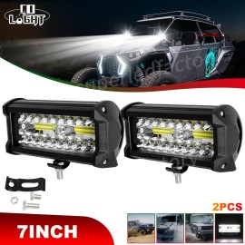Colight 2x 7Inch LED Work Light Bar Flood Fog Lamp 48W For Driving Offroad Truck SUV ATV