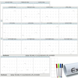 2026 Wall Calendar 32" x 48", Large Rolled Wet & Dry Erase Wall Calendar 12 Month, Yearly Laminated Calendar, Reversible Annual Planner, Horizontal/Vertical-Minimalist Gray