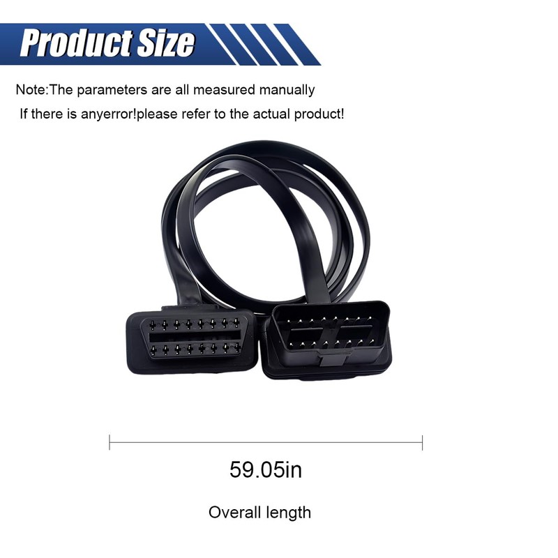 ZIMISI OBD2 Extension Cable, 16Pin Male to Female Flat Ribbon