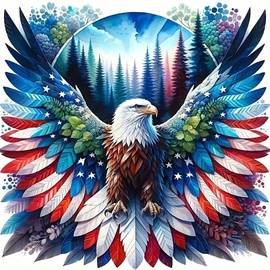 CZYWJMEI 5D Diamond Painting Kits for Adults Beginners,DIY American Eagle Diamond Art,Full Round Drill Diamond Dot Gem Art Kits,Home Wall Decor 16x16 Inch