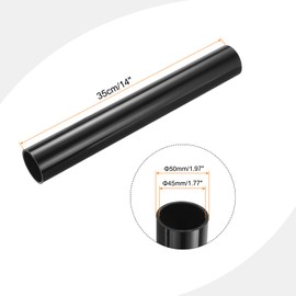MECCANIXITY 2 Inch PVC Rigid Tube Round Pipe Hardware Tubing 45mm(9/5 Inch) ID 50mm OD 350mm Black High Impact for Water Pipe Crafts Cable Sleeve