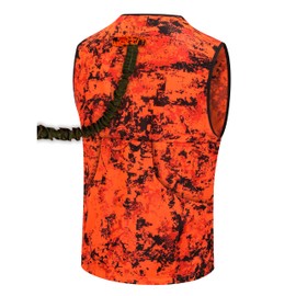 Full mundur Blaze Camo Orange Hunting Vest Hunting Safety Lightweight Vest with Multiple Pockets for Adults Unisex, Orange Blaze Camo