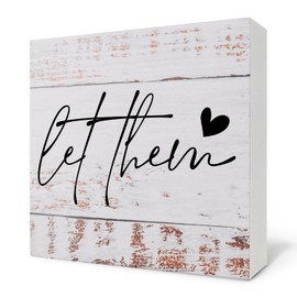 Nvotell Inspirational Desk Decor, Let Them Mental Health Self Love Wooden Box Sign, Motivational Positive Affirmations Wood Block Plaque for Home Office Desk Shelf Tabletop Decor 5x5 Inch