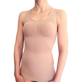 Bioflect® Compression Vest Tank Top - with Bio Ceramic Fibers and Micro-Massage Knit - for Binding, Support and Comfort (Sand, S/M)
