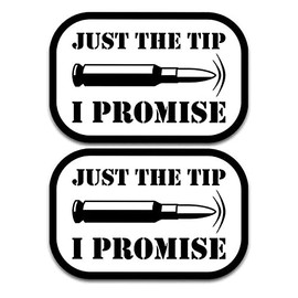 WSQ 2-Pack Bullet Just The Tip I Promise Vinyl Decal Sticker - 5.5 Inches - Car Truck Van SUV Window Bumper Wall Cup Laptop Luggage Toolbox