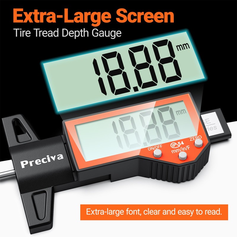 Preciva Tire Tread Depth Gauge, Digital Tire Depth Gauge with