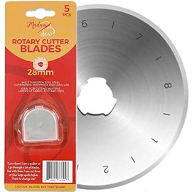 Madam Sew 28mm Rotary Cutter Replacement Blades – Sharp SKS-7 Tungsten Steel Cuts Thick Layers of Fabric, Felt, Leather and Vinyl – Compatible with Fiskars, Olfa, Clover and Other Brands
