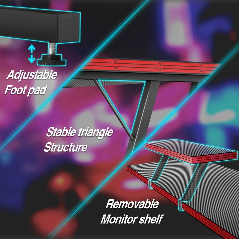 VICTONE L Shaped Gaming Desk, Corner Desk with Monitor Stand,