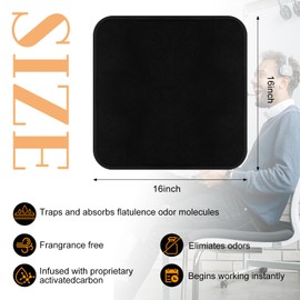 Wonderjune 3 Pcs Activated Carbon Chair Pads 16 x 16 Inch Flatulence Reusable Odor Absorbing Chair Pads Incontinence Fart Odor for Car Home Office Seat Protector