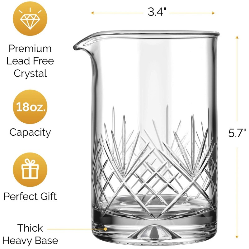 Mofado Crystal Cocktail Mixing Glass - Premium 18oz 550ml -