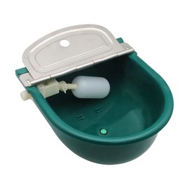 Achicklead Plastic Automatic Water Bowl with Stainless Steel lid, Livestock Waterer for Cattle Horse Goat Sheep Dog, Water Trough Bowl with Float Valve (No Pipe)