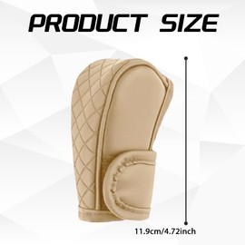 QKYS Leather Car Gear Shift Knob Cover, Upgraded Anti-Slip Design Stick Shift Knob Cover, Universal Durable Car Decorative Accessories Shifter Stick Protector Suitable for Cars,Trucks,SUVs (Beige)