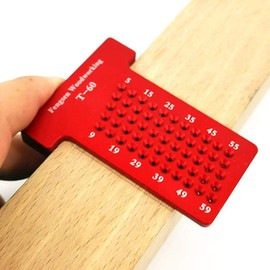 T60 Woodworking Ruler T-Type Scriber Aluminum Alloy Hole Ruler Gauge Carpenter Marking Fixing Tool(Red)