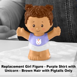 Replacement Part for Fisher-Price Little People Snuggle Twins - GKY44 ~ Twin Girl Figure ~ Purple Shirt with Unicorn and Pigtails