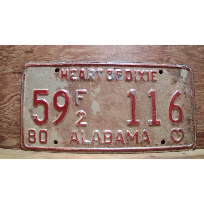 Vintage 1980 ALABAMA License Plate Antique Car Tag