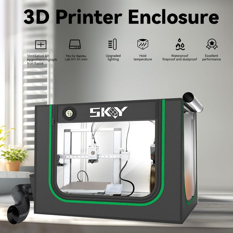 Update 3D Printer Enclosure with LED Light, Smoke Exhaust Kit,
