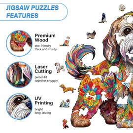 Wooden Puzzles for Adult, Shih Tzu Dog Wooden Jigsaw Puzzle, Unique Wood Shape Cut Puzzle, Best Gifts for Puzzle Lovers (S-8 * 8.4in-100pcs)