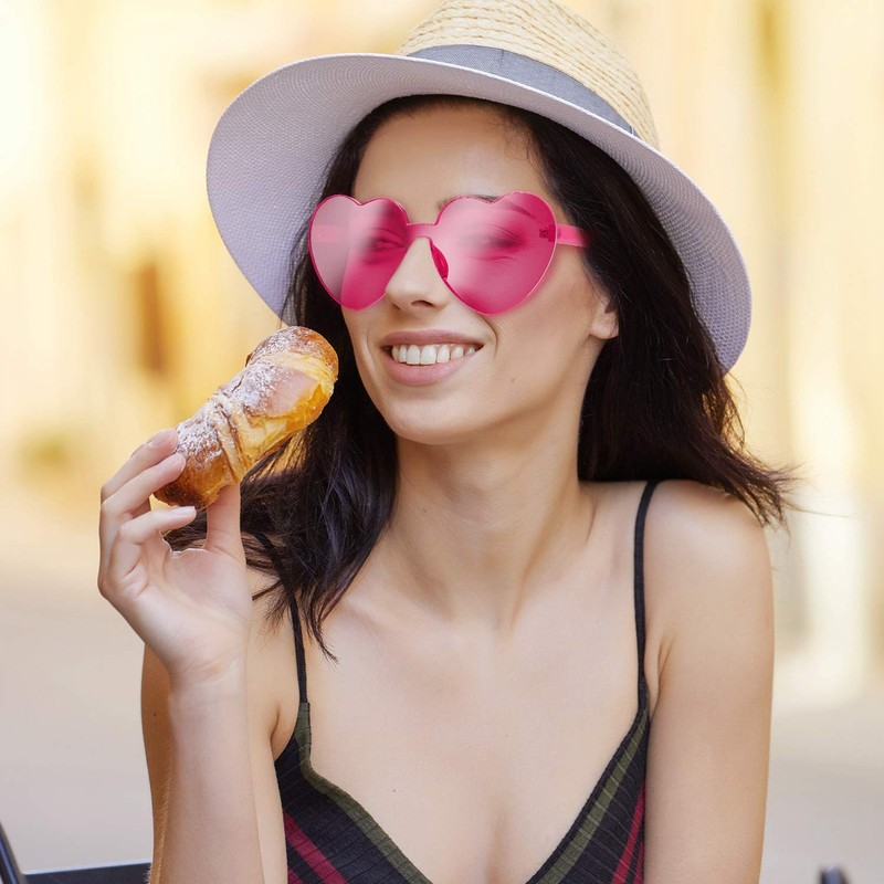 Maxdot Heart Shape Sunglasses Rimless Transparent Heart Glasses Party Favors