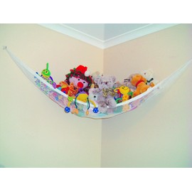 Dreambaby Super Corner Toy Hammock Net Organizer - with Stuffed Animal Toy Chain Hanger - 6ft Long - Holds up to 10lbs Maximum Weight - White - Model F605