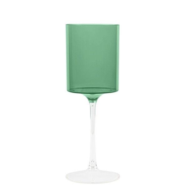 EcoQuality Green Plastic Wine Glasses with Clear Stem - 9