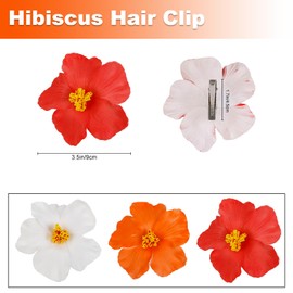 TEBIEKOY 3Pcs Hawaiian Flower Hair Clips for Women Plumeria Hibiscus Hair Clip 3.5 Inch Artificial Flower Clips for Vacation Beach Party