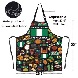 MYSOMY Nigerian Apron Nigeria Gift Nigeria Flag Apron Nigeria Themed Gifts Nigerian Cooking Apron (Nigeria ap3)