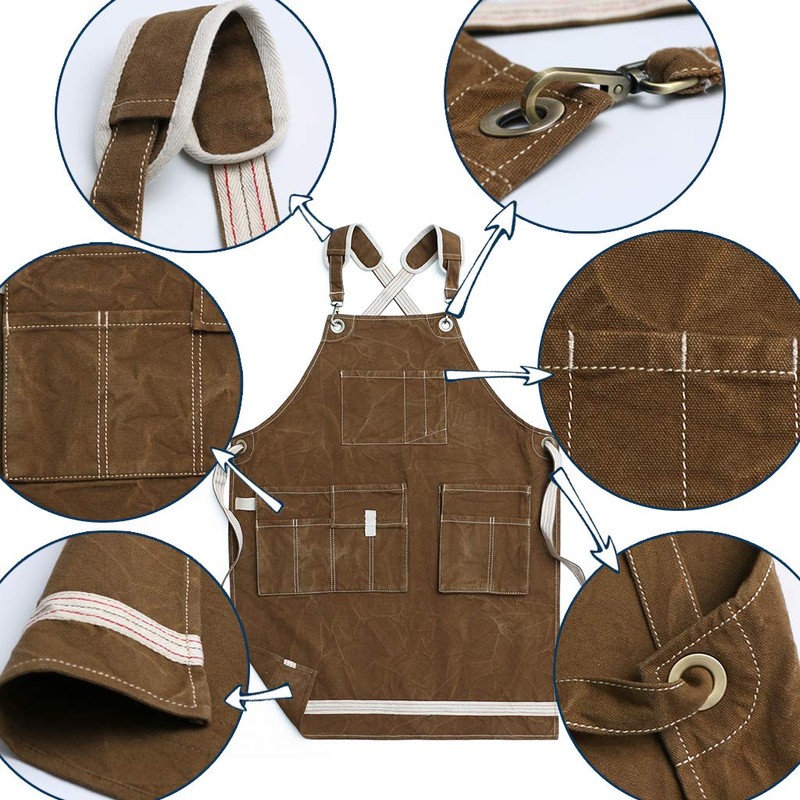 Jeanerlor Waxed Canvas Work Apron for Women with 11 Pockets