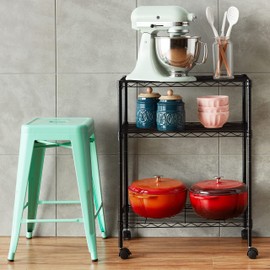 Simple Deluxe Clothes Rack, Heavy Duty Clothing Rack, 3-Shelf Portable Adjustable Wardrobe Closet with Wheels, 24.02" W x 13.78" D x 31.98" H, Black