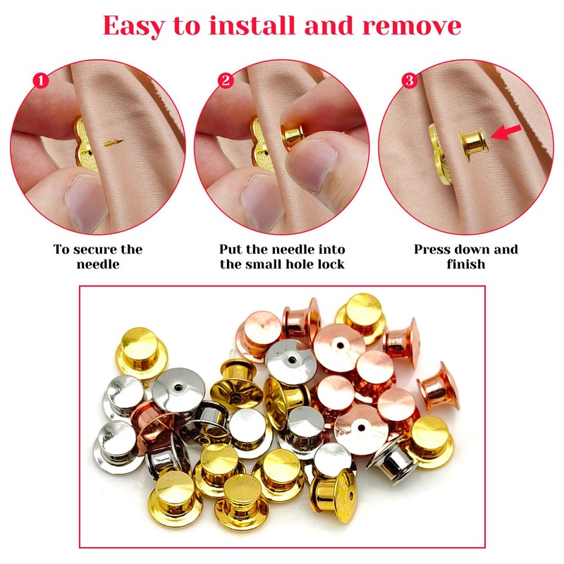 30pcs Metal Locking Pin Backs, Pin Locks Keeper Clasp, Locking