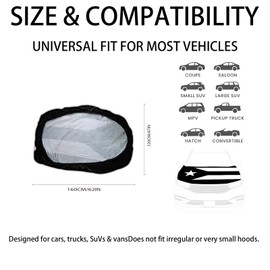 Xalvoria Puerto Rico Black & White Flag Car Hood Cover – 4' x 5.25', Durable Polyester Spandex, Stretchable, Vibrant Colors, Universal Fit, Patriotic Car Accessories for Cars, Trucks & SUVs