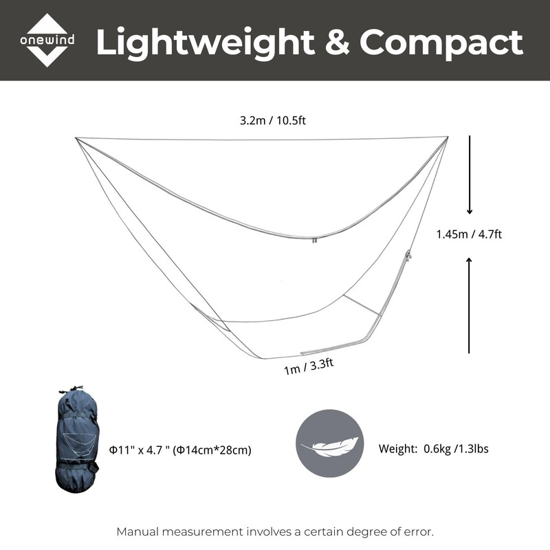 onewind Hammock Mosquito Net, Camping Hammock Bug Net with Zipper