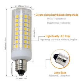 [4-Pack] E11 LED, All-New (102LEDs) E11 Led Bulbs, 8W 75W-100W Equivalent, 850 LM, Warm White 3000K, Dimmable,E11 Mini Candelabra Base, JD T3/T4 360 Degree Beam Angle for Indoor Decorative Lighting.