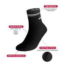 ALONG FIT Womens Crew Socks Whole Foot Cushioned Socks Cotton Vintage Soft Sport Socks 3/5 Pairs