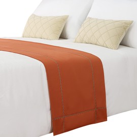 JADE POKE Bed Runner 260 x 50 cm for King Size Bed, Bed Throws for Foot of Bed, Burnt Orange Bed Runner Bedding Scarves Decorations for Bedroom Hotel Wedding Room