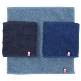 Towel Handkerchief, Imabari, Set of 3, Hand Towel, Mini Towel, Small, 1.0 x 1.0 inches (25 x 25 cm), Terry Cloth Handkerchief, Navy, Royal Blue, Smoky Blue