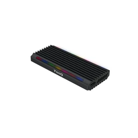 TooQ TQE-2222B M.2 NGFF/NVMe SSD Enclosure Shinobi, USB-C Connection (USB 3.1 Gen2 10Gbps), RGB, Black, Small, 42 g