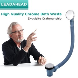 Clicker Bath Waste Waste with Overflow G1 1/2" Pop Up Bath Waste Connection Modern Design Bathtub Chrome Bath Overflow with Bath Pop Up Waste Bath Drain Replacement Chrome