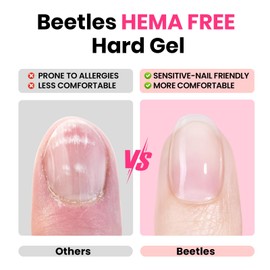 Beetles HEMA-Free Hard Gel for Nails-2 Pcs 1oz 9 in 1 Clear & Jelly Nude UV/LED Lamp Cured Sculpting Gel for Nail Extension & Nail Repair with Flat Nail Brush High Hardness Nails for Manicurist Women