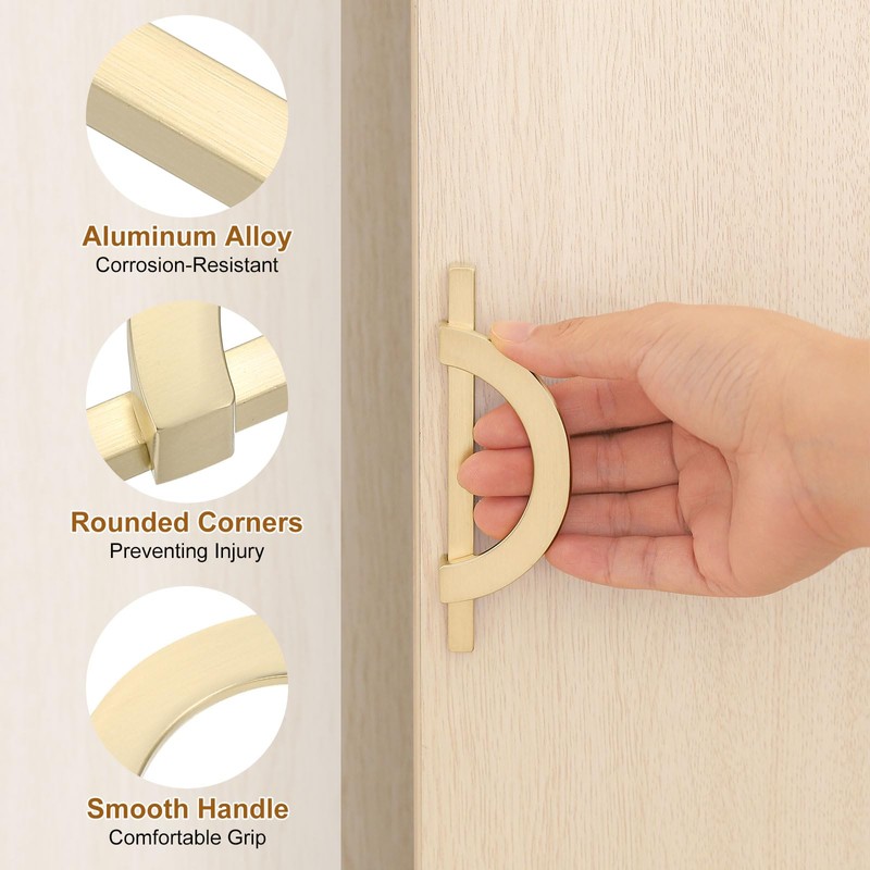 sourcing map 4 Pcs 3.78 Inch Kitchen Cabinet Handles, Half