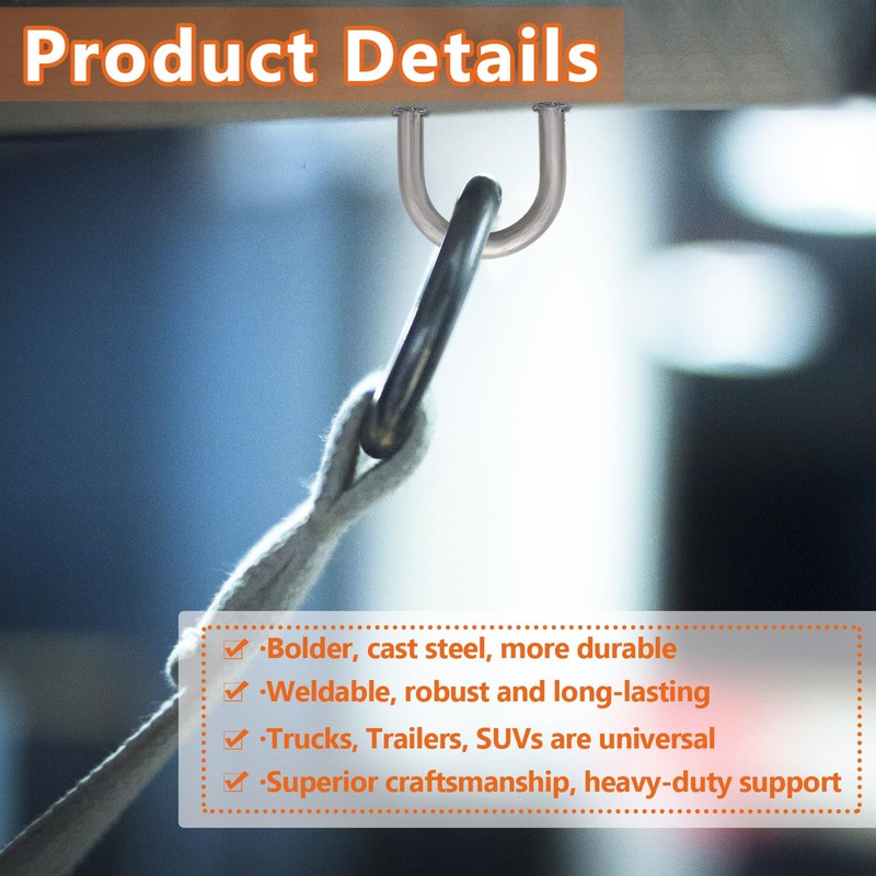 BBTO 12 Pack 1/2" Heavy Duty Weld-on Steel D-Ring Rope