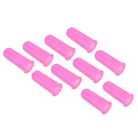 PATIKIL 0.59 Inch Rubber Finger Tips, 10 Pack Silicone Thumb Fingertip Protector Covers Guard Finger Grips Thimble for Office Counting Sorting Sewing, Pink Small Size
