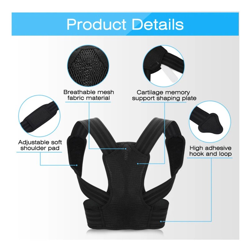 Corrector De Postura Espalda Con Faja Ajustable Para Niños