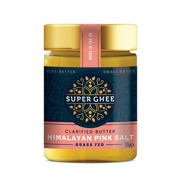 Super Ghee with Himalayan Salt- 100% Pure and Certified Organic Grass Fed Ghee Butter | Lactose & Gluten Free | British Clarified Butter | Keto, Paleo, Handmade Ghee in GB- 255g