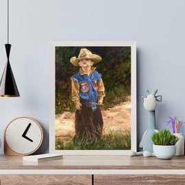 DIY 5D Diamond Painting Kits Little West Cowboy Full Drill Round Beads Diamond Art Gems Stone Cross Stitch Diamond Painting by Number Kits Wall Decoration 12x16 inch