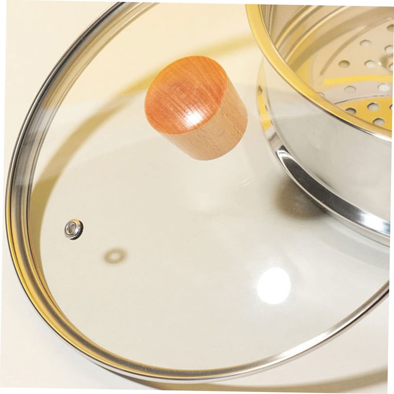 GLEAVI Toughened Glass Pot Lid with Wood Knob Kitchen Cover