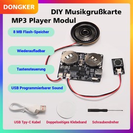 DONGKER Sound Module Button Control 8 m Adjustable Volume and Playback Mode MP3 WAV Music Player Board with Speaker for DIY Music Box Greeting Card Creative Birthday